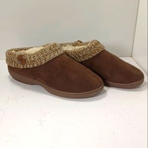 KOOBA  Women's Brown Suede Faux Fur Lined Memory Foam Slippers Or Shoes